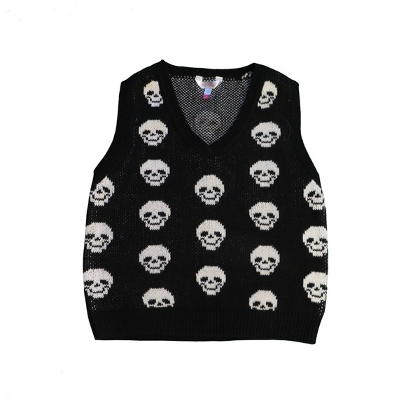 No Boundaries V-Neck Skull Print Sweater Vest Size M - Picture 1 of 7